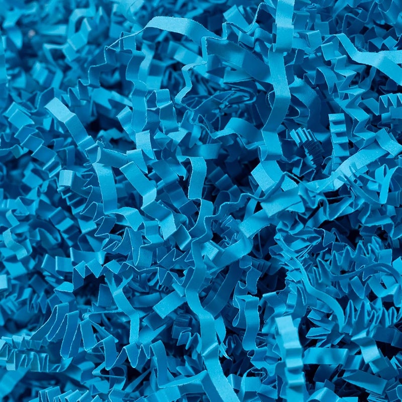 Mefleet 2 LB Crinkle Cut Paper Shred Filler Blue Crinkle Shredded Paper for Gift Box - Gift Basket Bag Filler - Grass Cushion Stuffing for Christmas Holiday Packaging Wrapping - Image 1